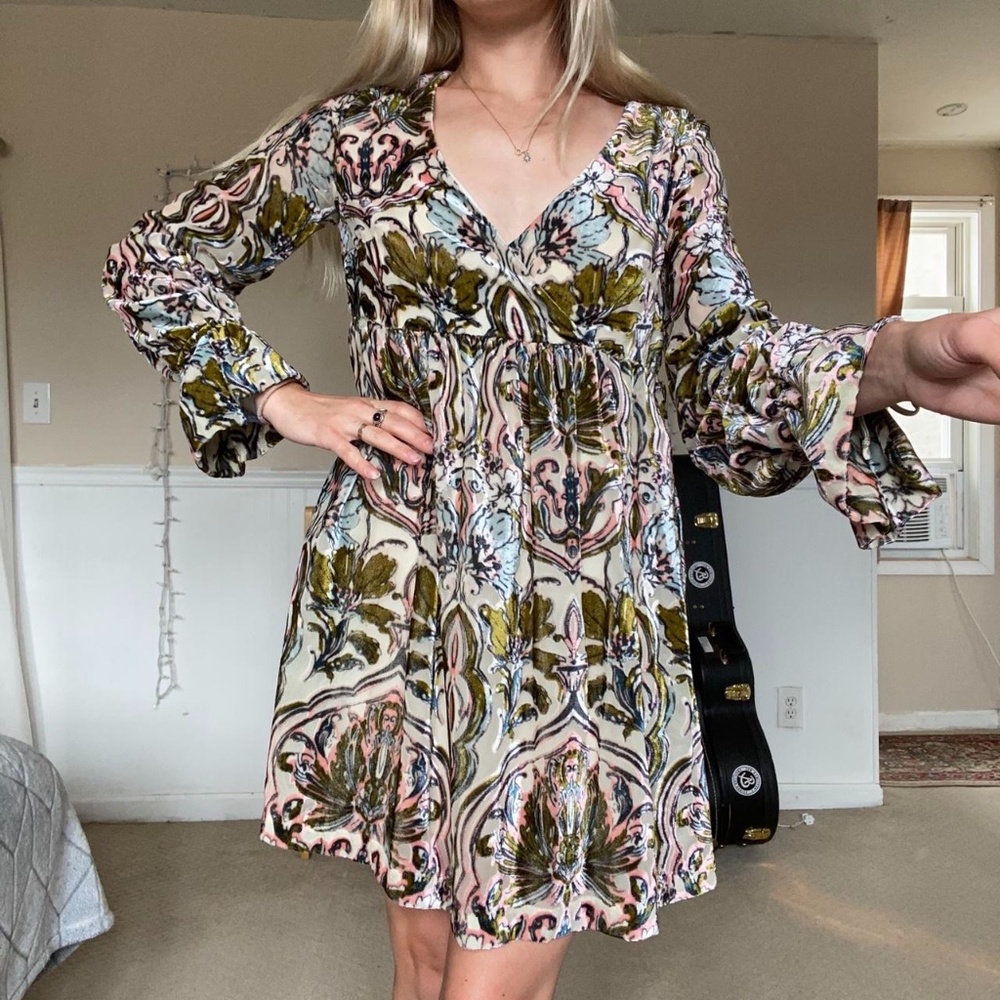 Free People babydoll velvet dress boho